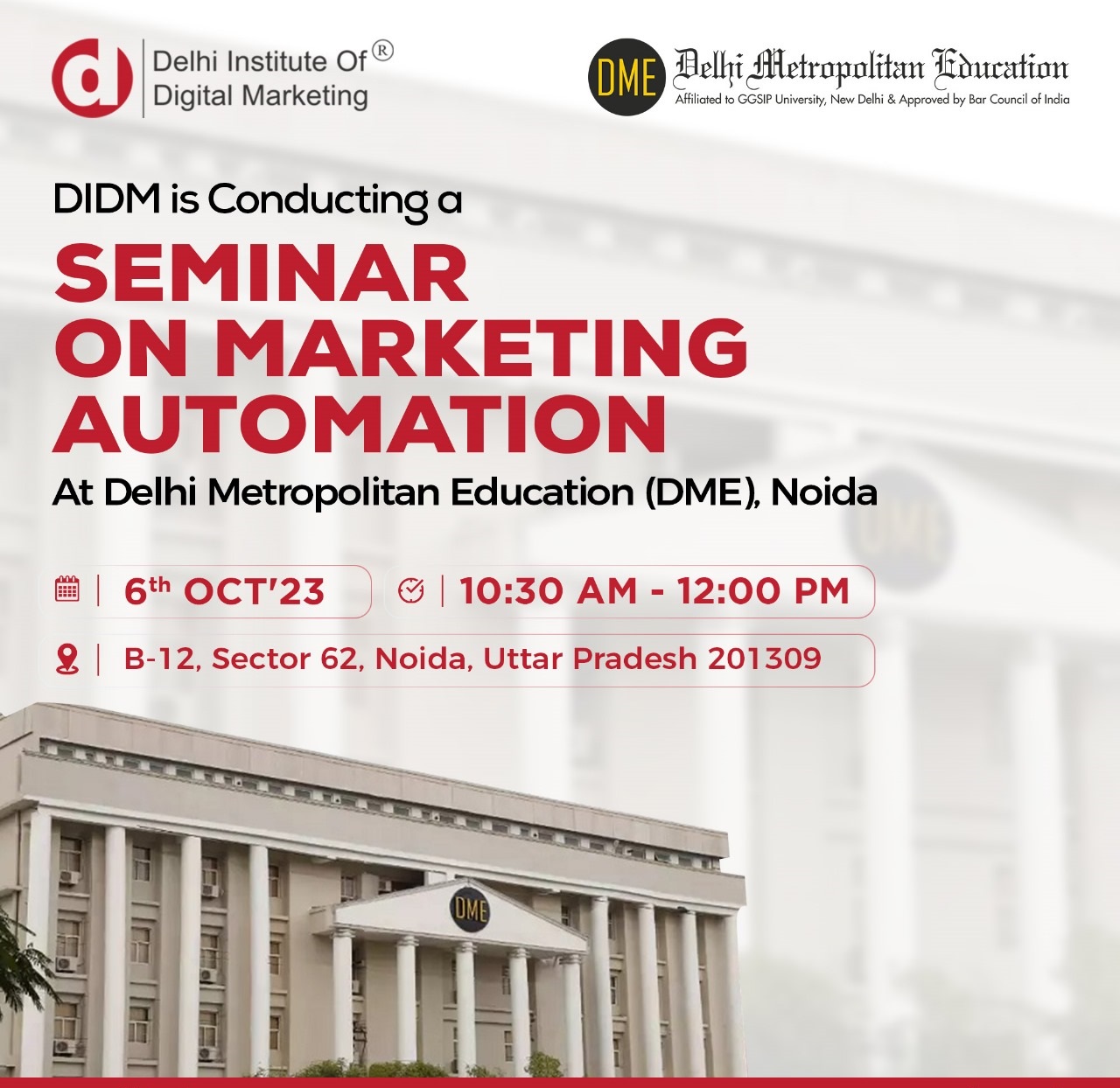 DIDM is Conducting a Seminar on Marketing Automation at DME, Noida