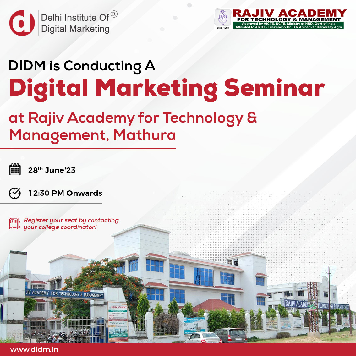 digital marketing seminar at Rajiv Academy for Technology and Management