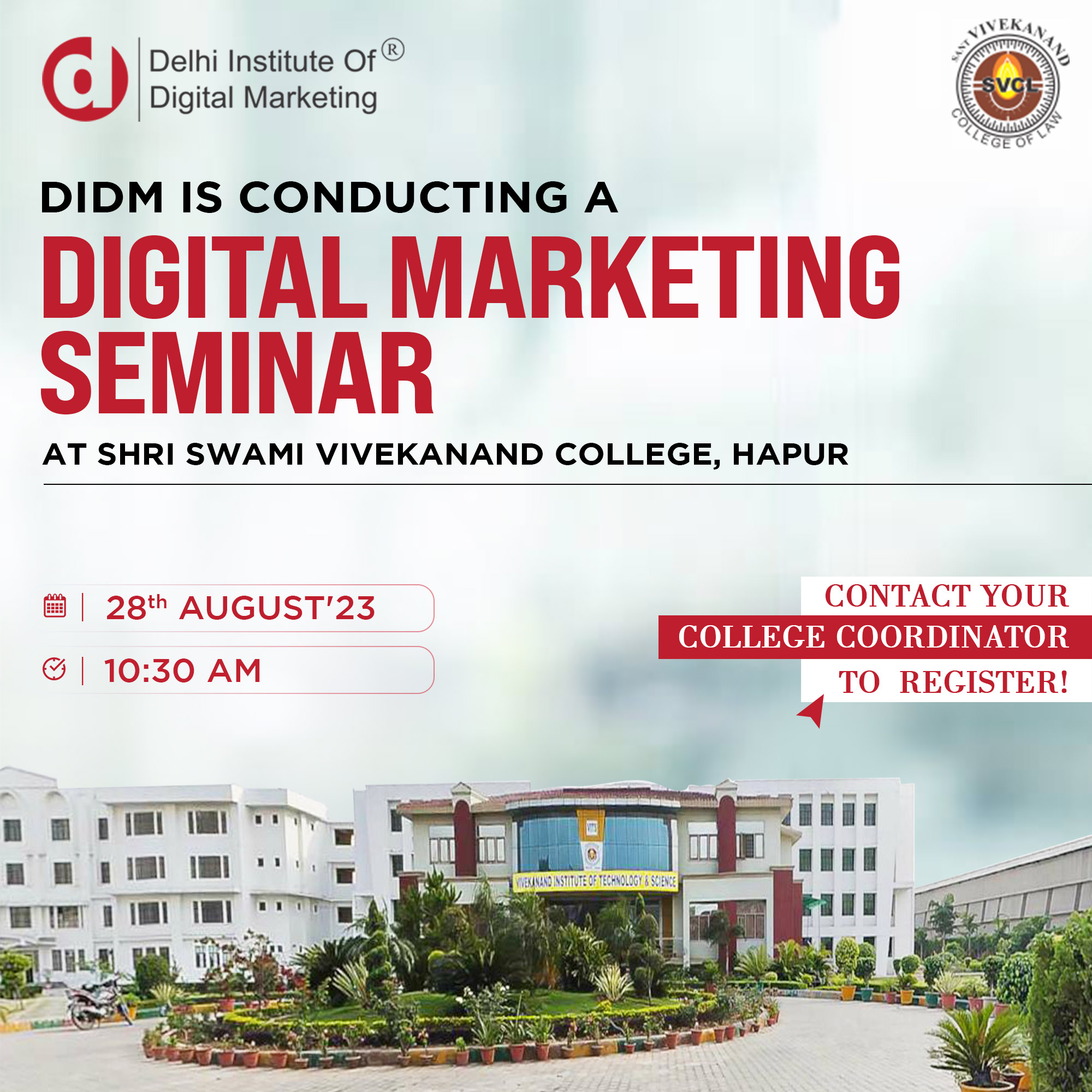 DIDM is Conduct Digital Marketing Seminar at Shri Swami Vivekanand College, Hapur