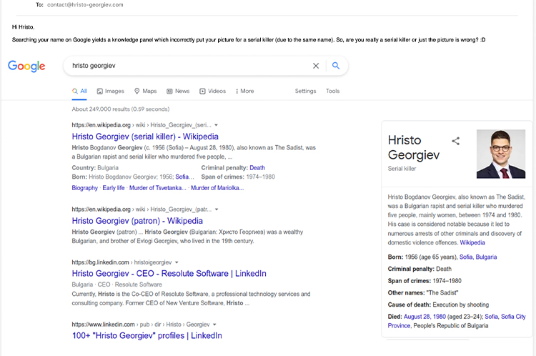 Google misrepresented Hristo