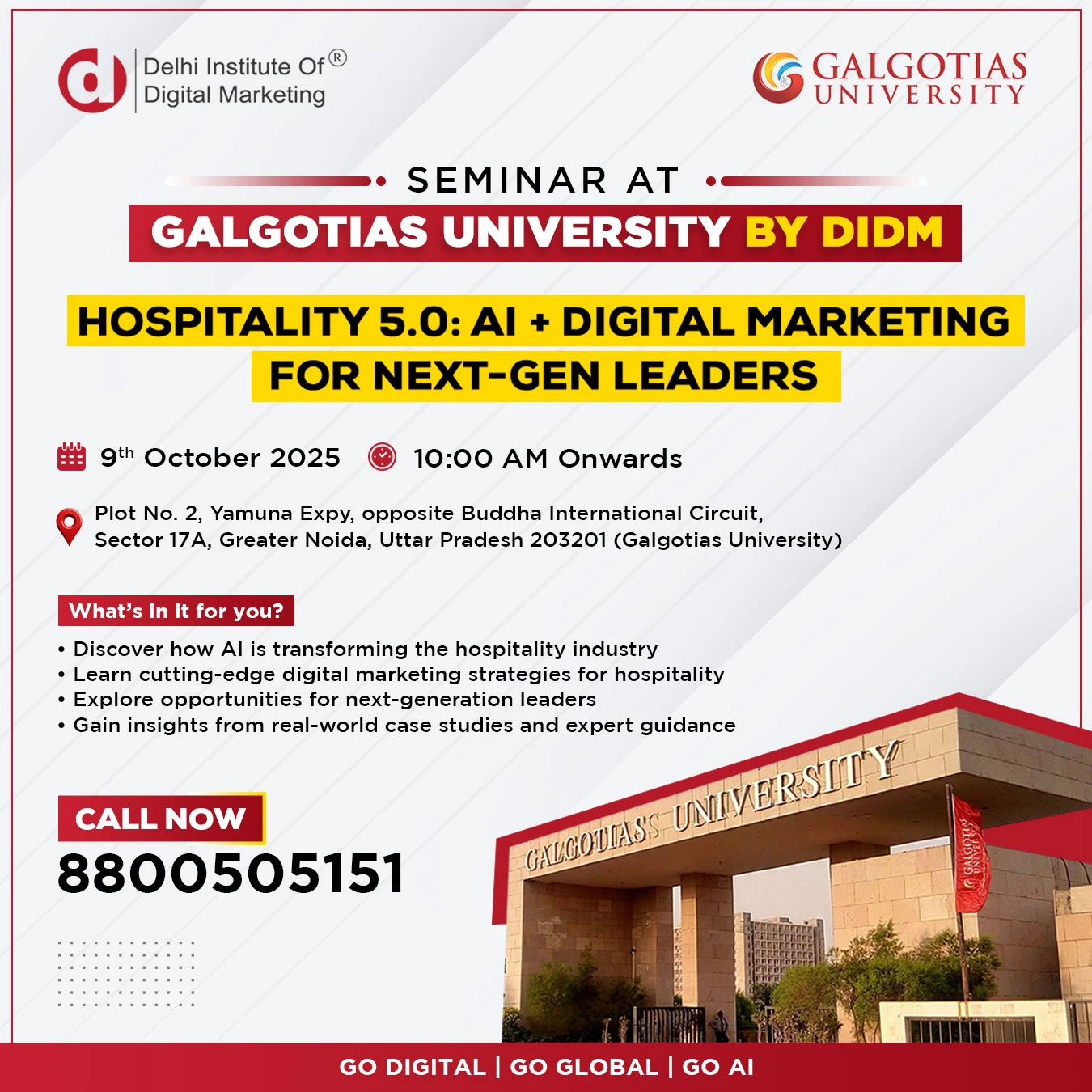 DIDM AI seminar at Galgotias University