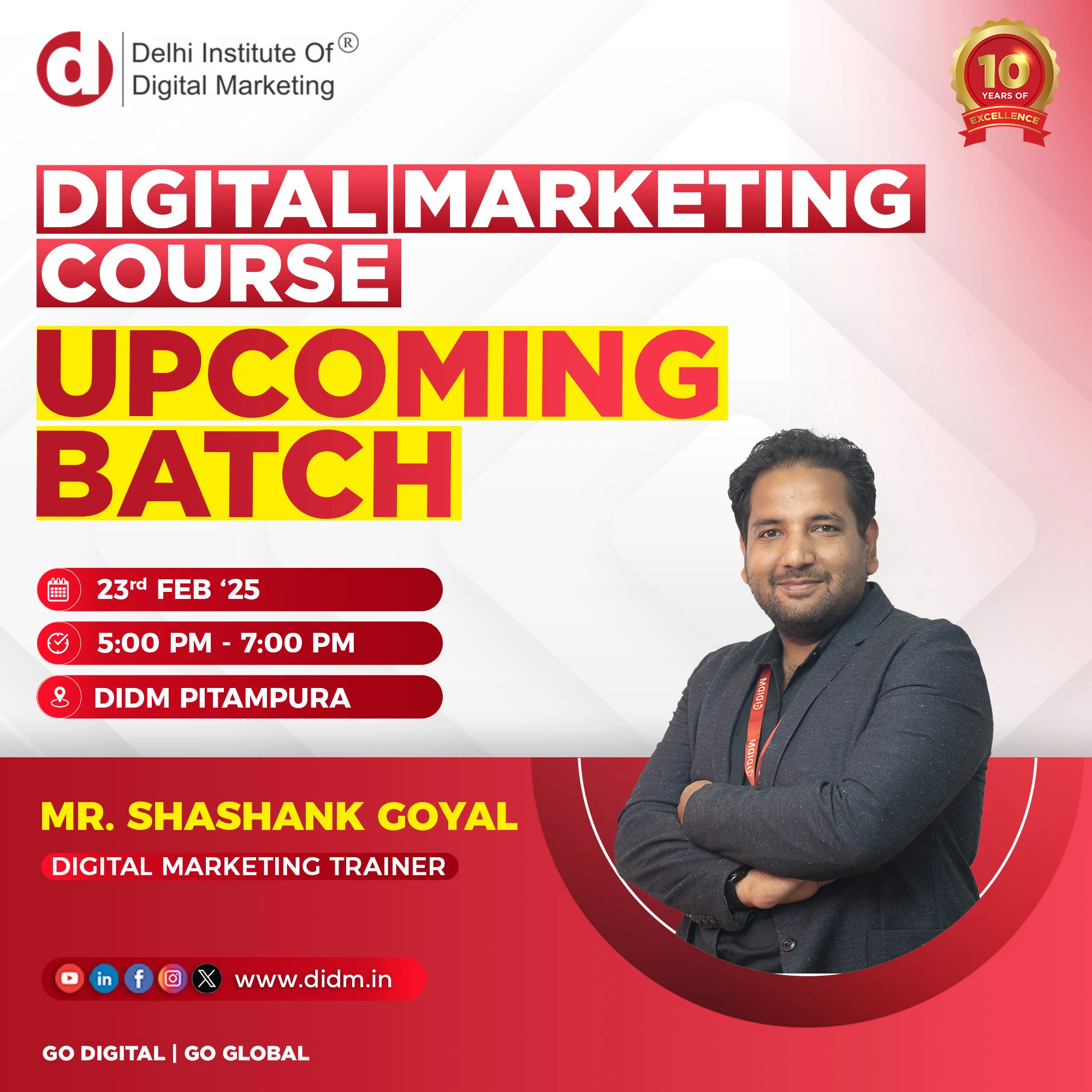 DIDM digital marketing upcoming batch 2025- Shashank Goyal