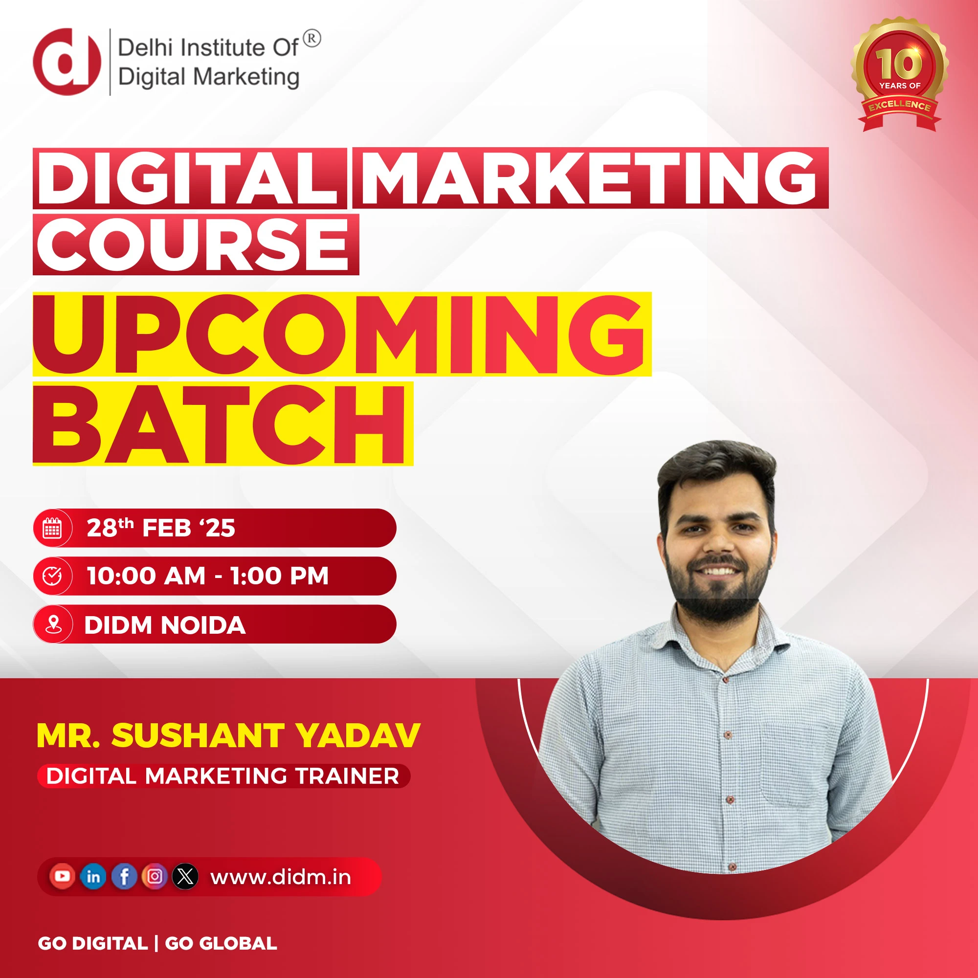 DIDM digital marketing upcoming batch 2025- Sushant