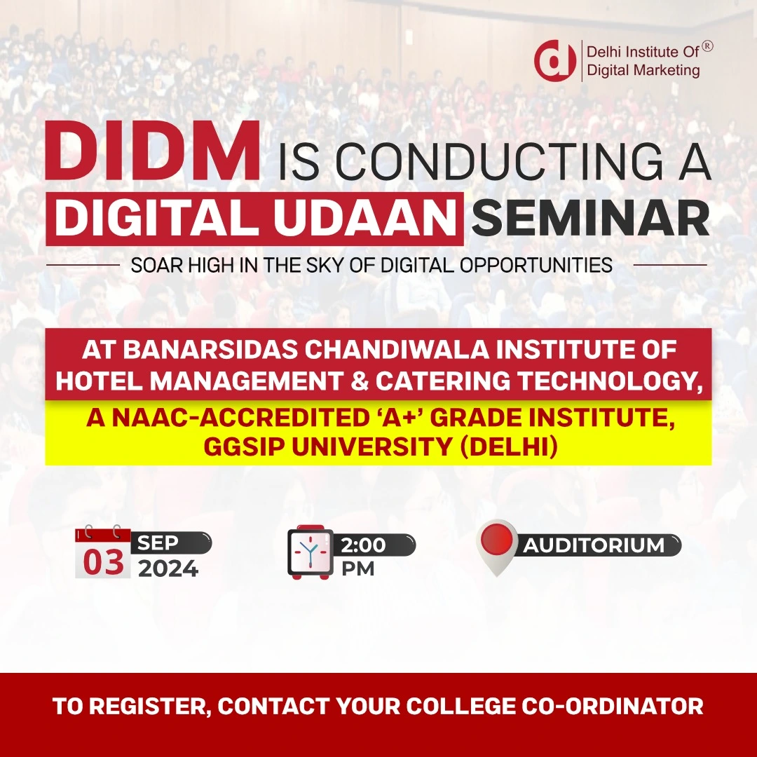 DIDM to Conduct Digital Udaan Seminar at BCIHMCT