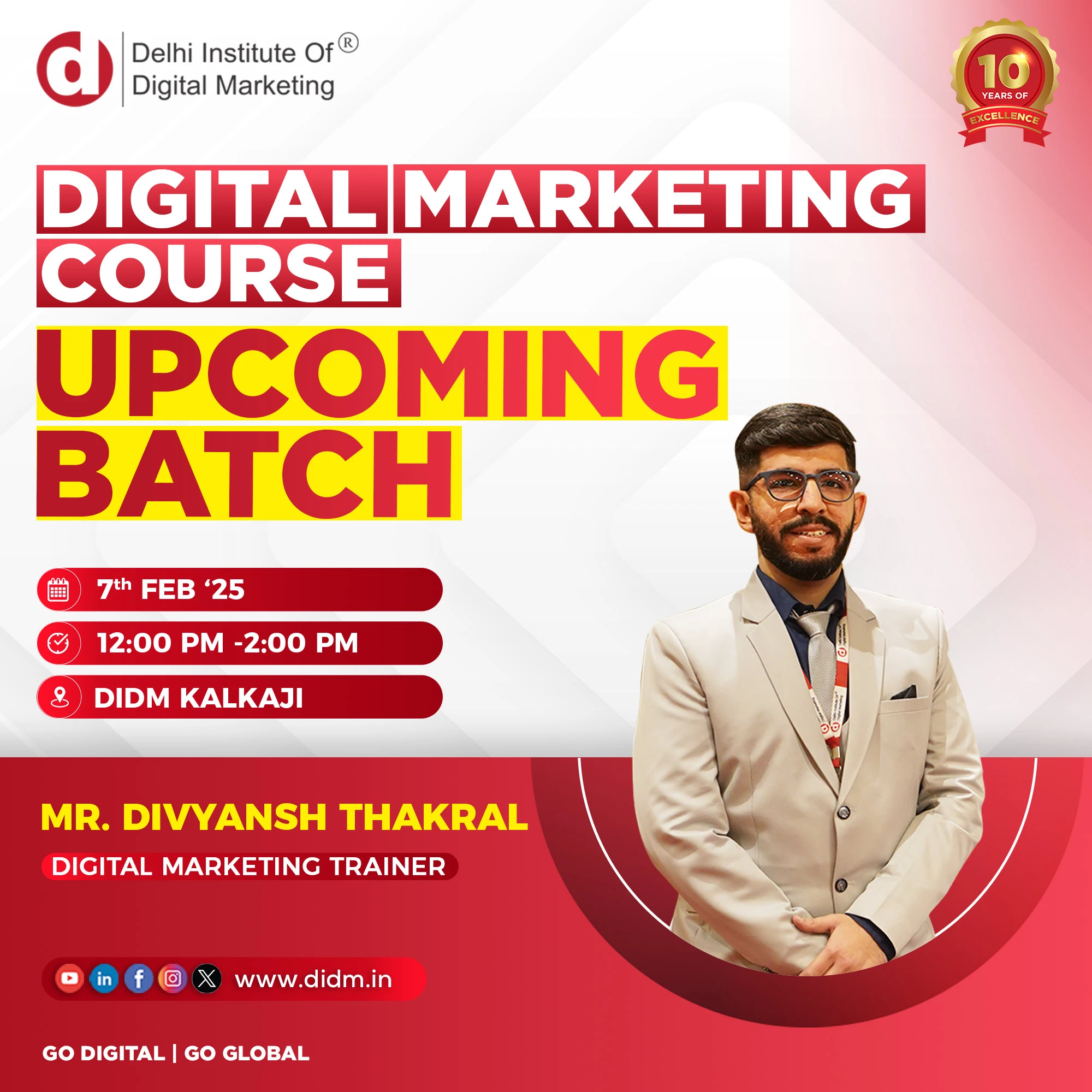 Digital marketing upcoming batch Kalkaji DIDM