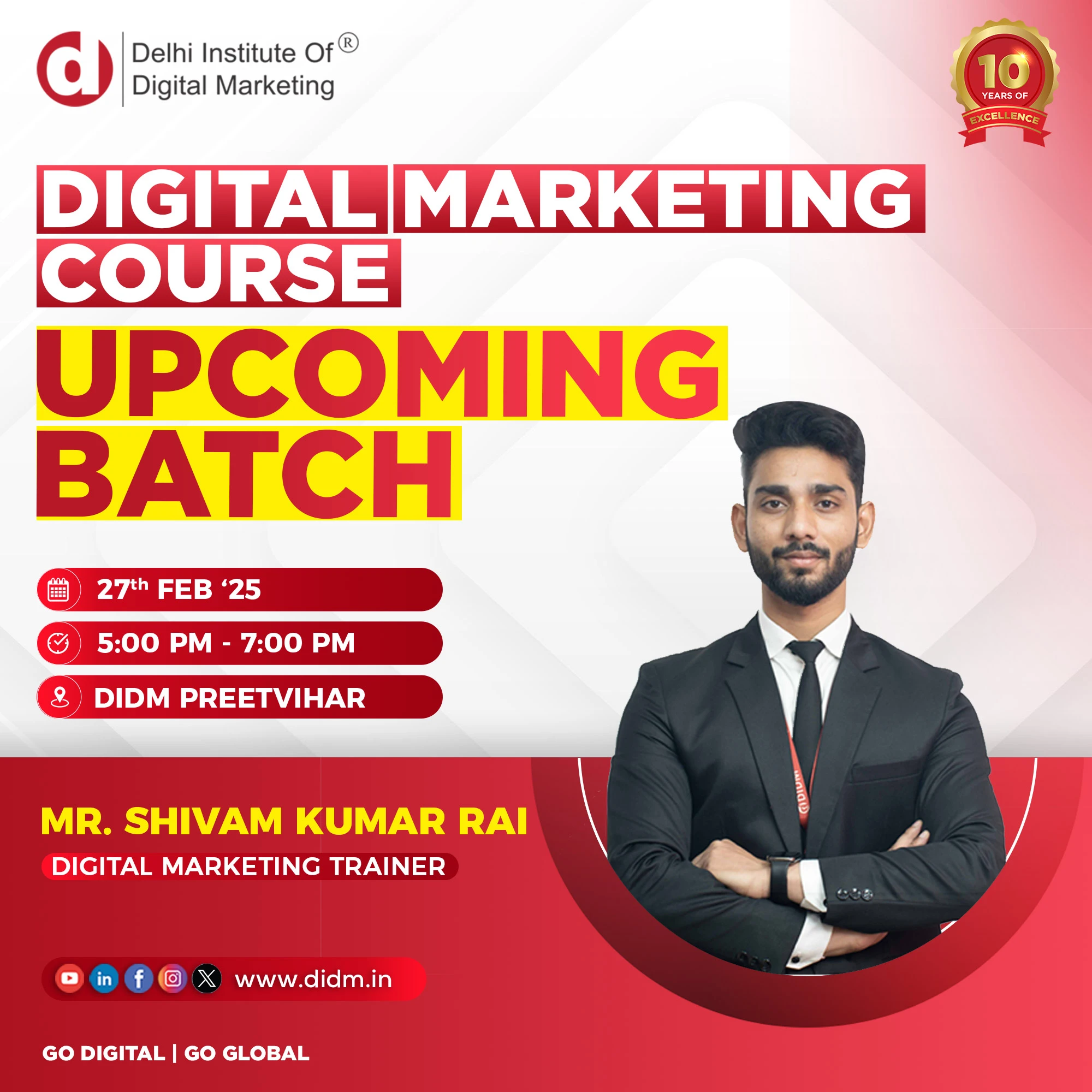 Digital marketing upcoming batch in DIDM Preet vihar