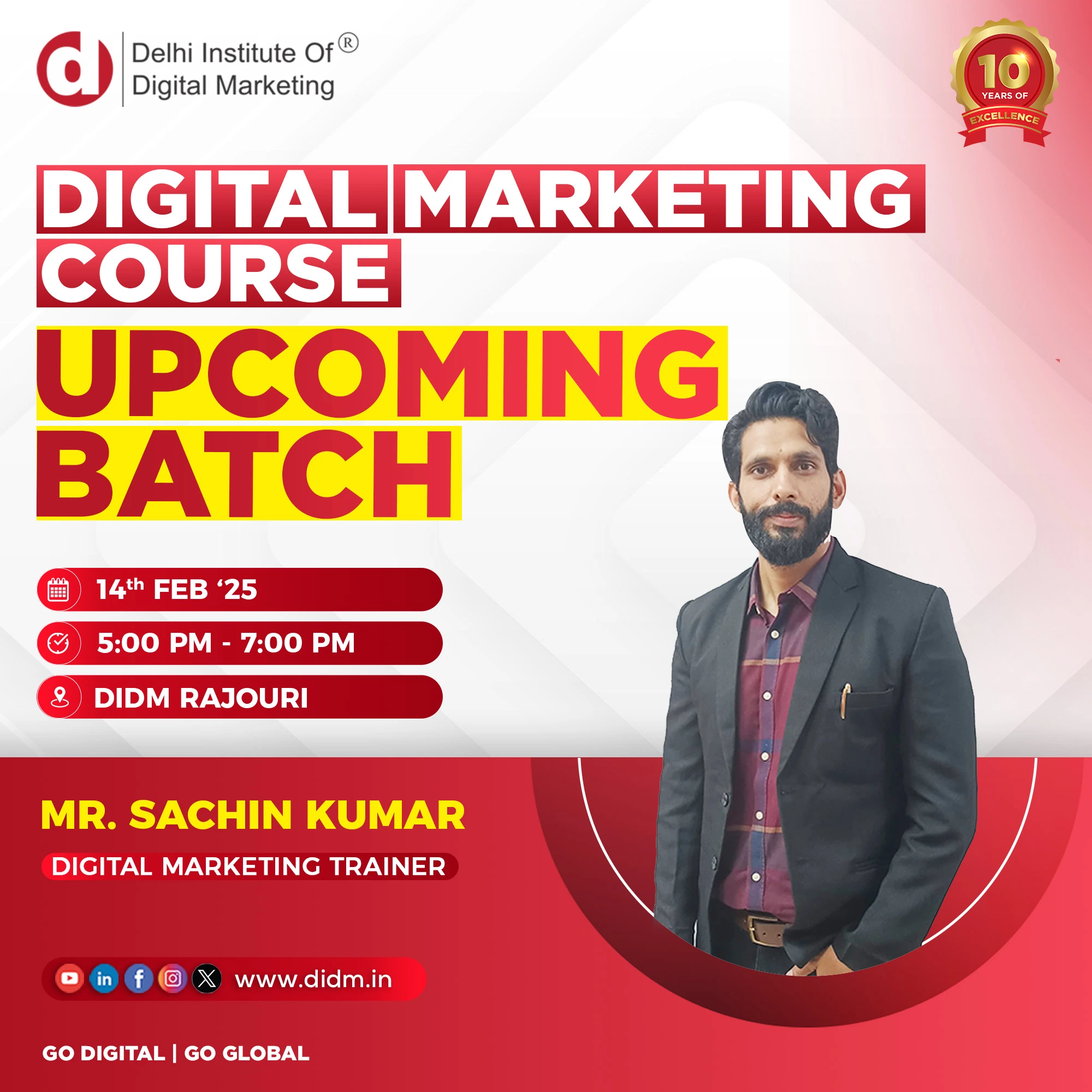 Digital marketing upcoming batch in DIDM Rajouri Garden