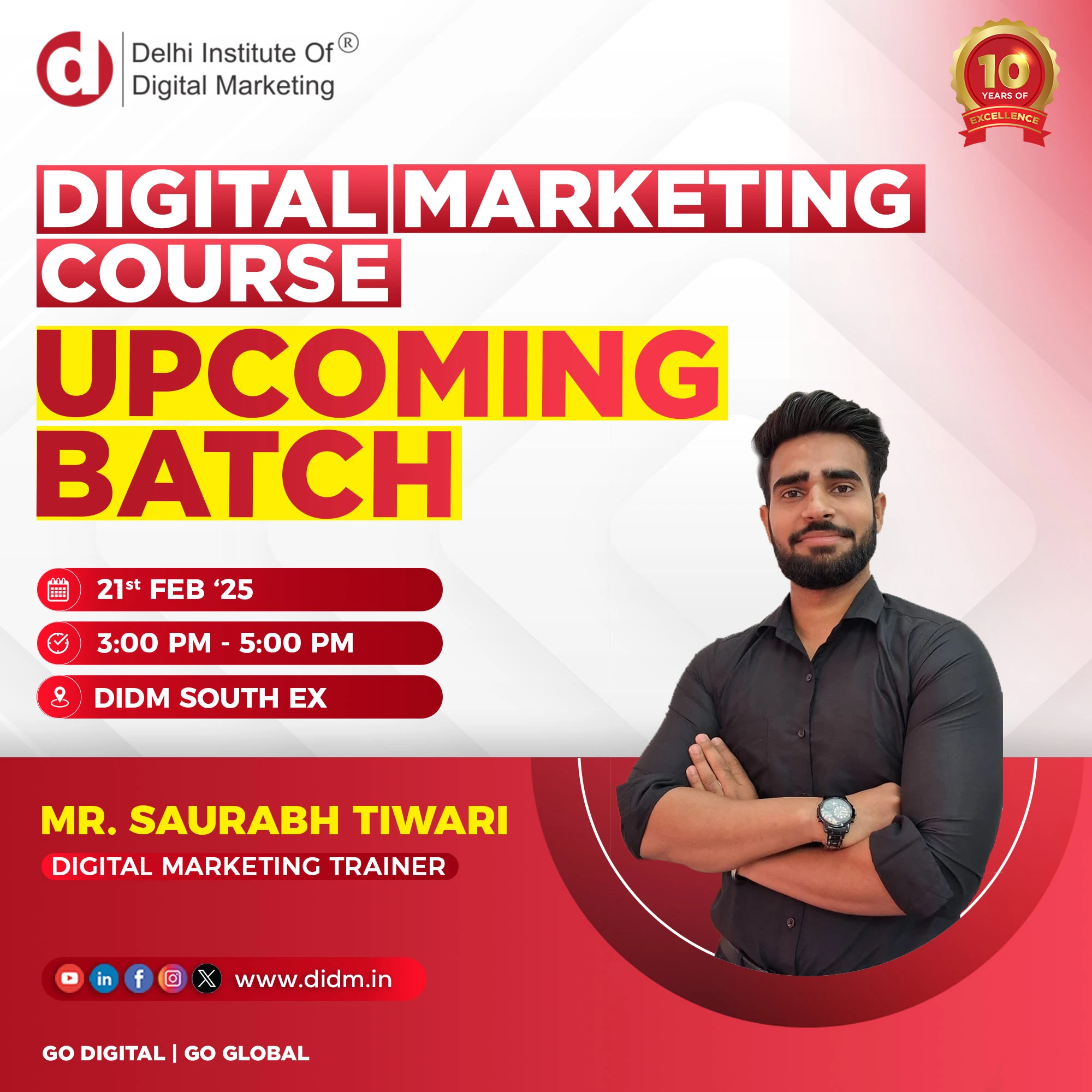 Digital marketing upcoming batch in DIDM South extension